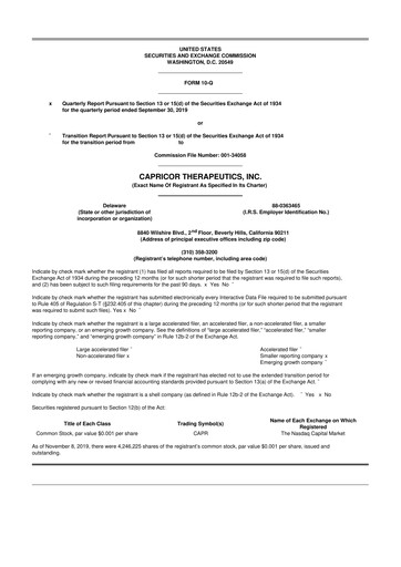 Thumbnail Capricor Therapeutics
 10-Q Quarterly Report FY 