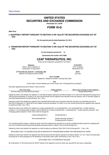 Thumbnail Leap Therapeutics
 10-Q Quarterly Report FY2019 Q3