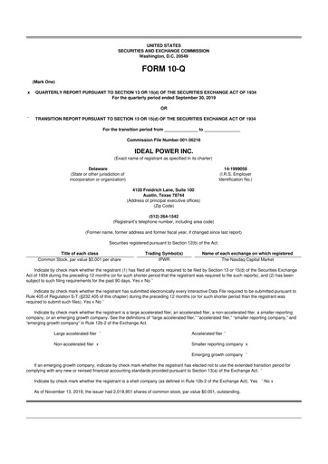 Thumbnail Ideal Power 10-Q Quarterly Report FY 