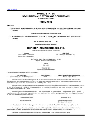 Thumbnail Hepion Pharmaceuticals 10-Q Quarterly Report FY2019 