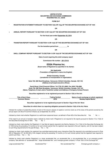 Thumbnail ESSA Pharma 20-F Annual Report 2019