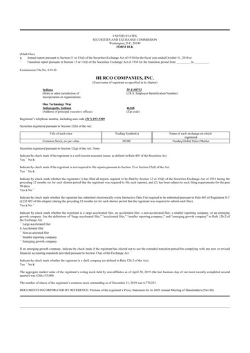 Thumbnail Hurco Companies 10-K Annual Report 2019