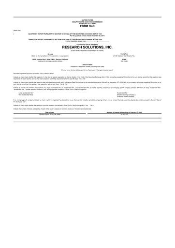 Thumbnail Research Solutions 10-Q Quarterly Report FY2020 