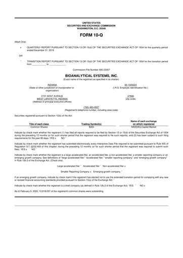 Miniature Inotiv 10-Q Rapport trimestriel 2020 