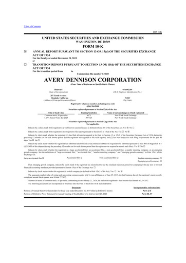 Miniature Avery Dennison
 10-K Rapport annuel 2019