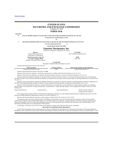 Thumbnail Esperion Therapeutics 10-K Annual Report 2019