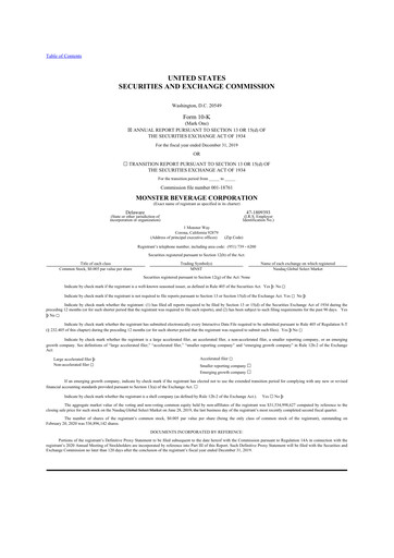 Thumbnail Monster Beverage 10-K Annual Report 2019