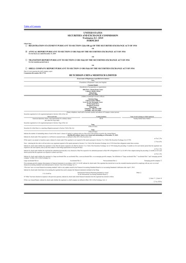 Thumbnail HUTCHMED 20-F Annual Report 2019