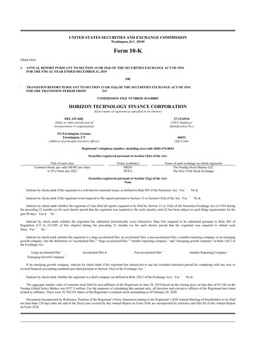 Thumbnail Horizon Technology Finance 10-K Annual Report 