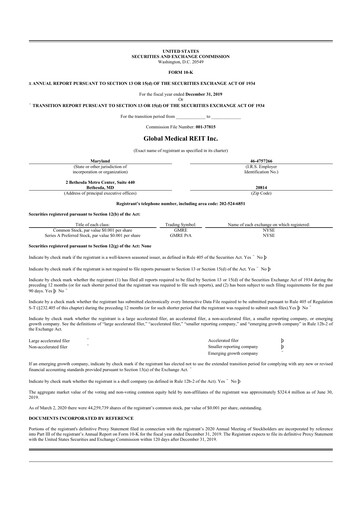 Thumbnail Global Medical REIT
 10-K Annual Report 2019