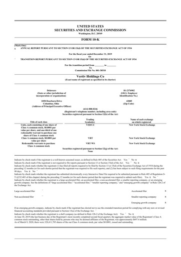 Thumbnail Vertiv Holdings
 10-K Annual Report 2019