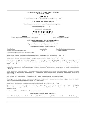 Vorschaubild Weyco Group 10-K Jahresbericht 2019
