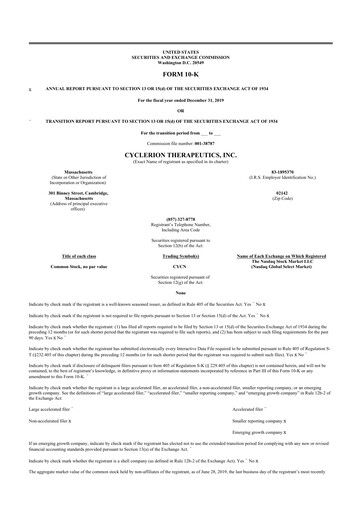 Thumbnail Cyclerion Therapeutics
 10-K Annual Report 2019