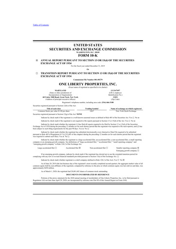 Thumbnail One Liberty Properties 10-K Annual Report 2019