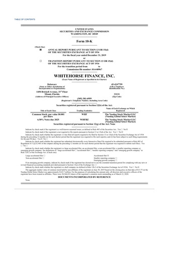 Thumbnail WhiteHorse Finance 10-K Annual Report 