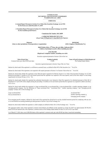 Thumbnail Capricor Therapeutics
 10-K Annual Report 2019