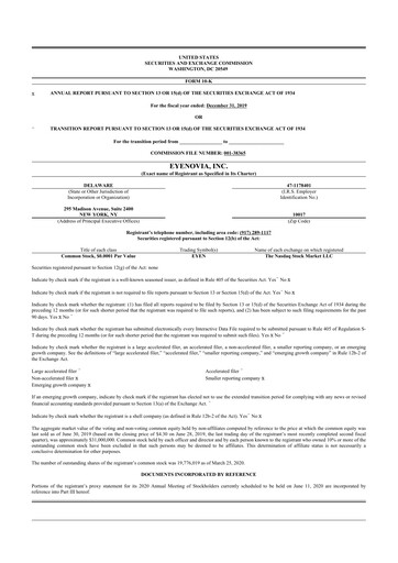 Vorschaubild Eyenovia 10-K Jahresbericht 2019