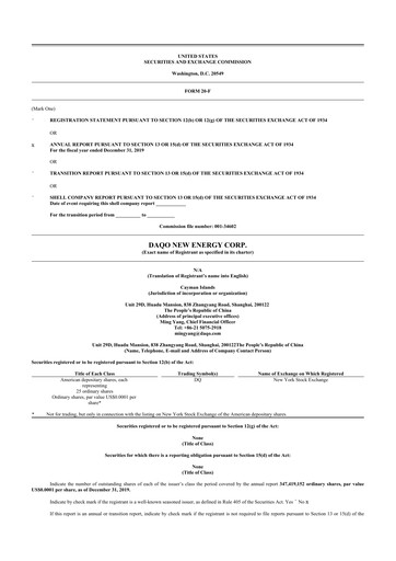 Thumbnail Daqo New Energy 20-F Annual Report 2019