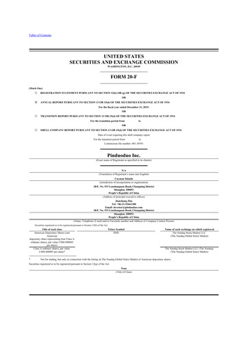 Thumbnail PDD Holdings (Pinduoduo) 20-F Annual Report 2019