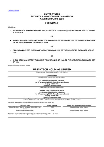 Thumbnail UP Fintech (Tiger Brokers) 20-F Annual Report 2019