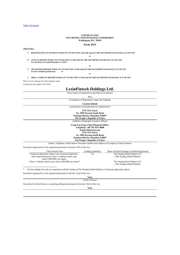 Thumbnail LexinFintech Holdings
 20-F Annual Report 2019