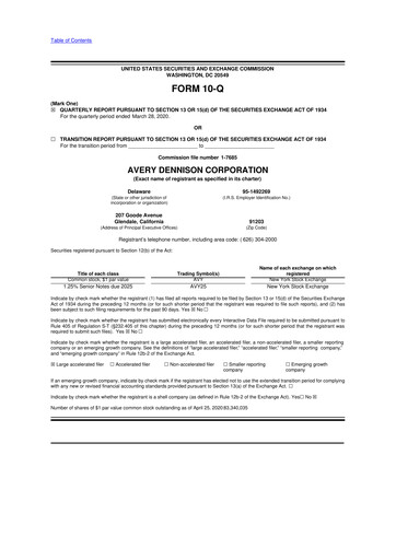 Thumbnail Avery Dennison
 10-Q Quarterly Report FY2020 