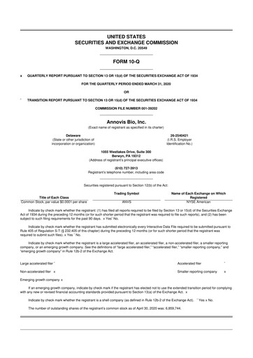 Thumbnail Annovis Bio 10-Q Quarterly Report FY 