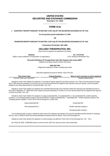 Thumbnail Celldex Therapeutics 10-Q Quarterly Report FY2020 