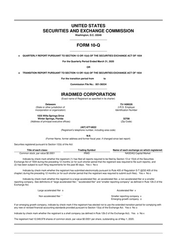 Thumbnail IRadimed 10-Q Quarterly Report FY2020 