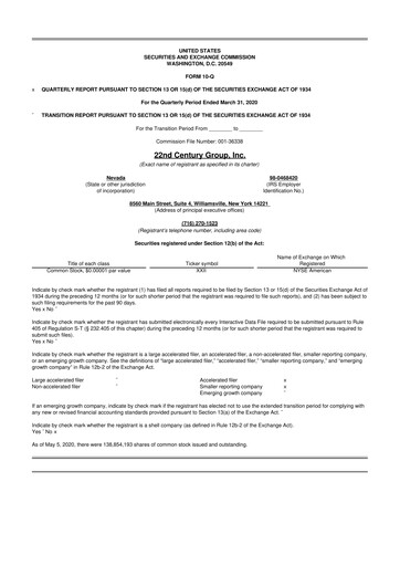 Thumbnail 22nd Century Group
 10-Q Quarterly Report FY2020 