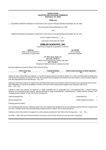 Thumbnail Semler Scientific
 10-Q Quarterly Report FY2020 