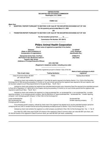 Thumbnail Phibro Animal Health
 10-Q Quarterly Report FY2020 