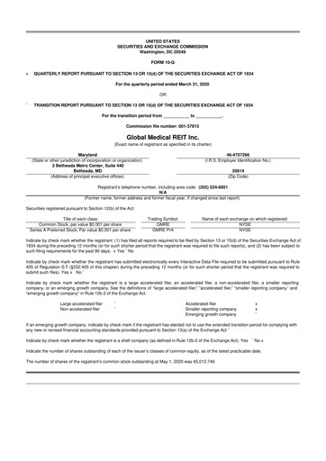 Thumbnail Global Medical REIT
 10-Q Quarterly Report FY2020 