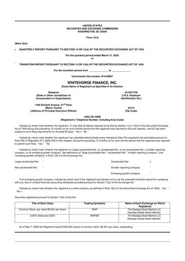 Thumbnail WhiteHorse Finance 10-Q Quarterly Report FY 