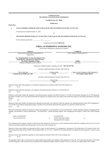 Thumbnail China Automotive Systems 10-K Annual Report 2019