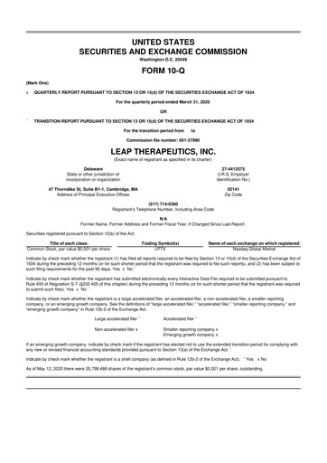 Thumbnail Leap Therapeutics
 10-Q Quarterly Report FY2020 Q1