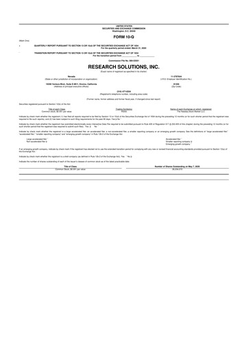 Thumbnail Research Solutions 10-Q Quarterly Report FY2020 