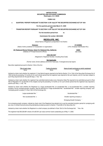 Thumbnail Rezolute 10-Q Quarterly Report FY 