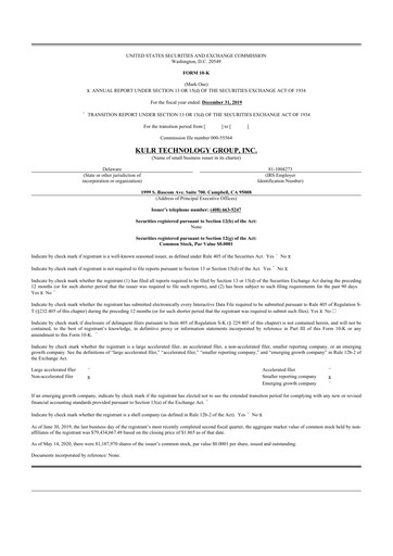 Miniature KULR Technology Group 10-K Rapport annuel 2019