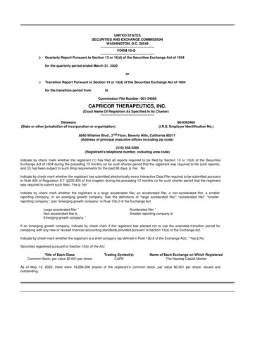 Thumbnail Capricor Therapeutics
 10-Q Quarterly Report FY 