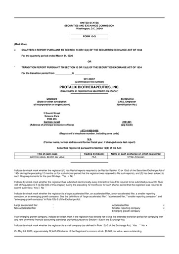 Thumbnail Protalix BioTherapeutics
 10-Q Quarterly Report FY 