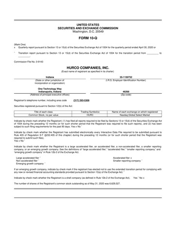 Thumbnail Hurco Companies 10-Q Quarterly Report FY2020 