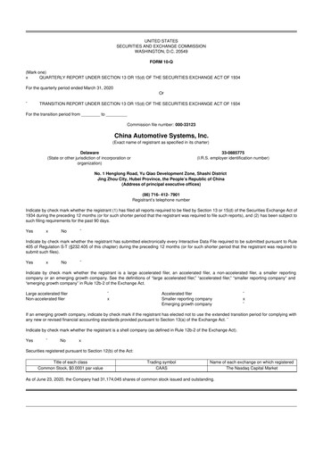 Thumbnail China Automotive Systems 10-Q Quarterly Report FY2020 