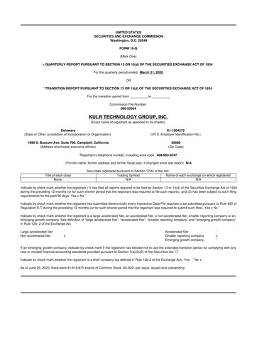 Miniature KULR Technology Group 10-Q Rapport trimestriel 2020 