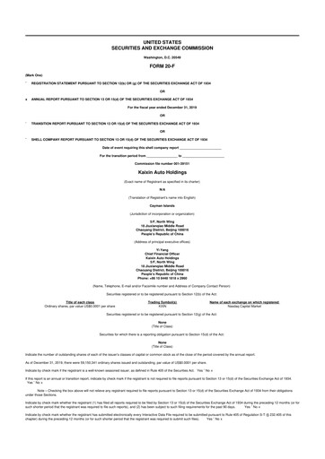 Miniature Kaixin Holdings 20-F Rapport annuel 2019