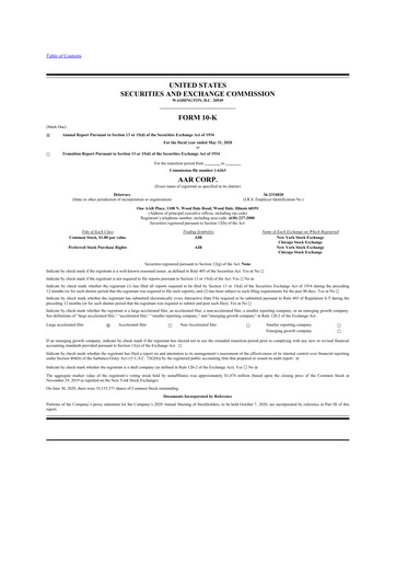 Thumbnail AAR 10-K Annual Report 2020