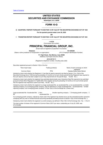 Thumbnail Principal Financial Group 10-Q Quarterly Report FY2020 