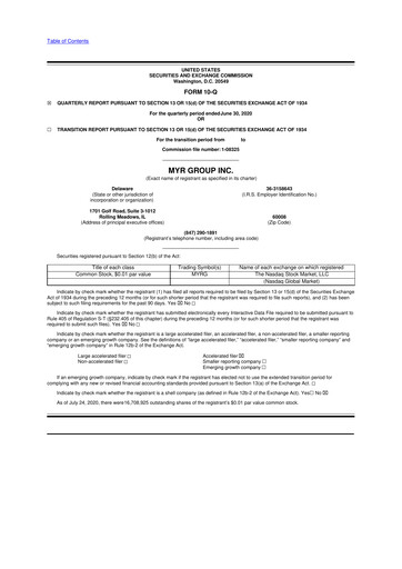 Thumbnail MYR Group 10-Q Quarterly Report FY2020 