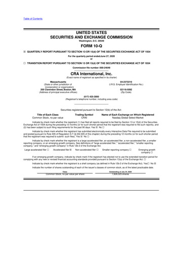 Thumbnail CRA International
 10-Q Quarterly Report FY2020 