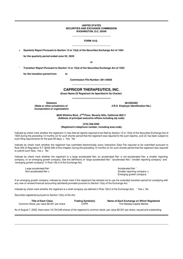 Thumbnail Capricor Therapeutics
 10-Q Quarterly Report FY 